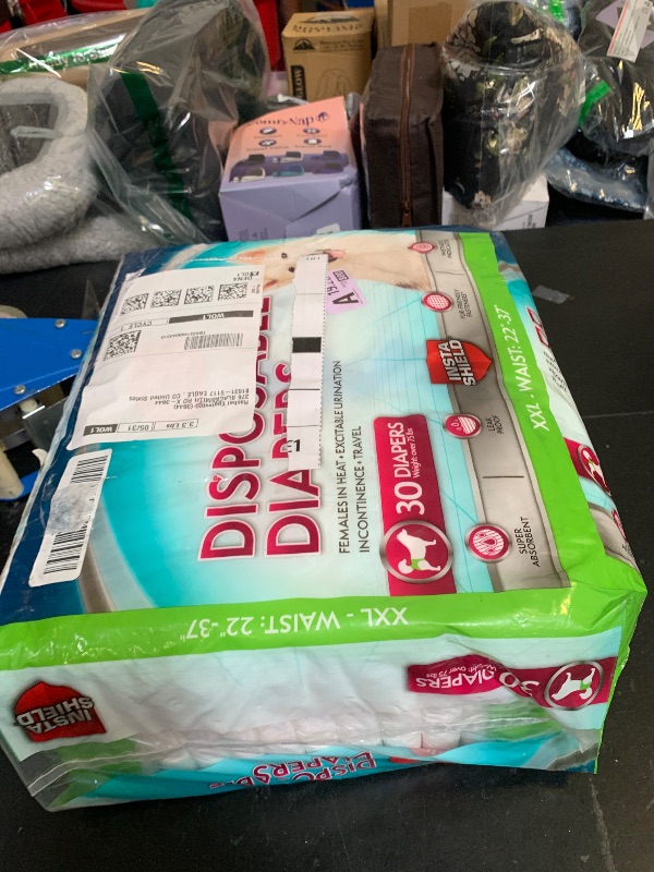 Photo 1 of Simple Solution Dog Diapers Female, Dog Diapers, Potty Training, Super Absorbent, Breathable, Wetness Indicator for Urination, 22-37 Inch Waist, (XXL, 30ct)