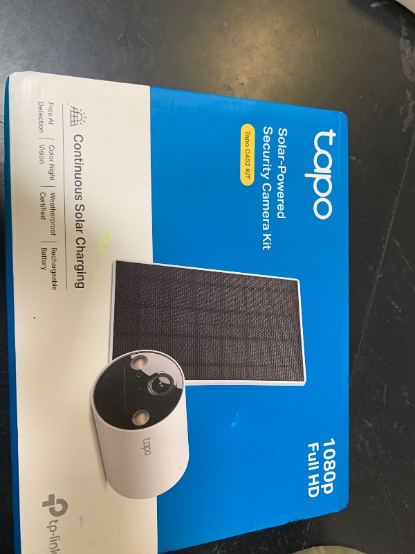 Photo 1 of Tapo SolarCam 1080p Security Camera Wireless Outdoor- Battery Power with Solar, Person Detection, Subscription-Free Local Storage or Optional Cloud, Works with Alexa & Google Assistant, C402 KIT