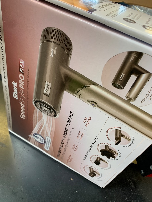 Photo 1 of Shark SpeedStyle Pro Flex Professional Performance High-Velocity Hair Dryer System with Scalp Shield & IQ Speed Styling and Drying Suite, Lightweight, Ionic, No Heat Damage, Mocha Silver, HD542