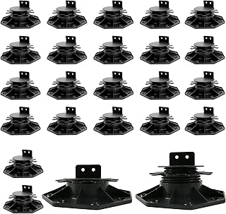 Photo 1 of Deckit 12-Pack Adjustable Deck Support Pedestals, 1.18"–2.36" (30–60 mm), for 2×4 & 2×6 Joist Framing, Ground Support & Leveling for Patio, Shed Base & Floating Deck Includes Screws