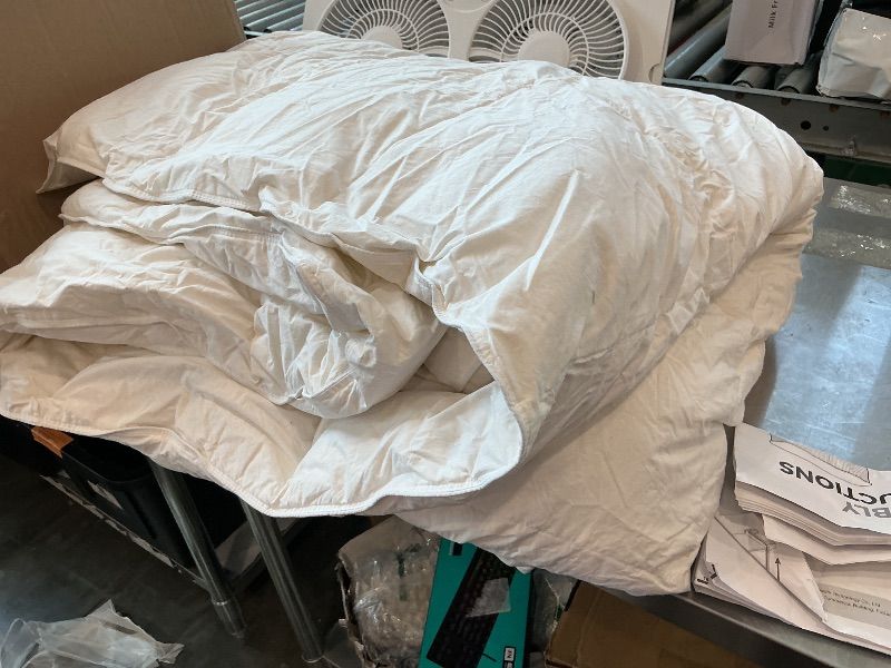 Photo 1 of [Dirty] Goose Down Fiber Comforter Oversized King – All-Season Hotel Quality Duvet Insert, High Fill Power, Ultra Soft 100% Cotton, Box-Stitched, Breathable, Lightweight Luxurious White Bedding, 98"x 120"