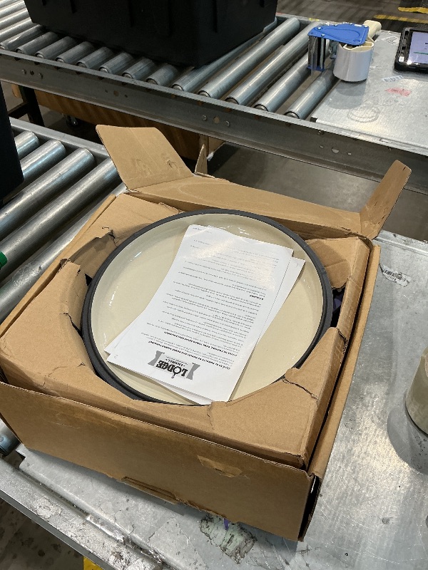 Photo 1 of [Side of Shell is broken, still usable] Lodge Essential Enamel Cast Iron Dutch Oven 6 Quarts - Perfect for Bread Baking, Braising, Marinating & Slow Cooking, Features Moisture-Sealing Lid & Dual Handles, Kitchen Essentials, Lilac
