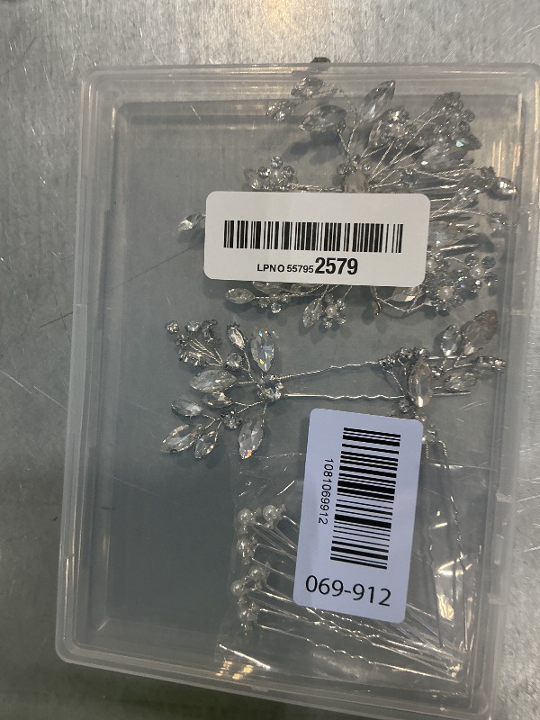 Photo 1 of 10 pcs Bride Hair Pins Rhinestone Bridal Hair Piece for Women Crystal Hair Accessories for Bride Bridesmaids Flower Girls(Silver Classic)