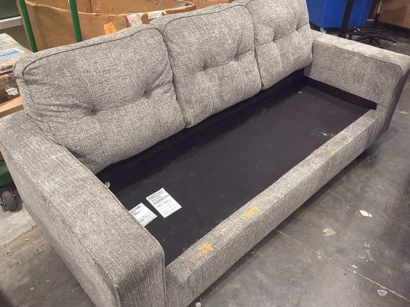 Photo 1 of [missing cushions see live photos] Signature Design by Ashley Fanciful Classic Sofa with Tufted Cushion and Removable Cushion, Light Gray