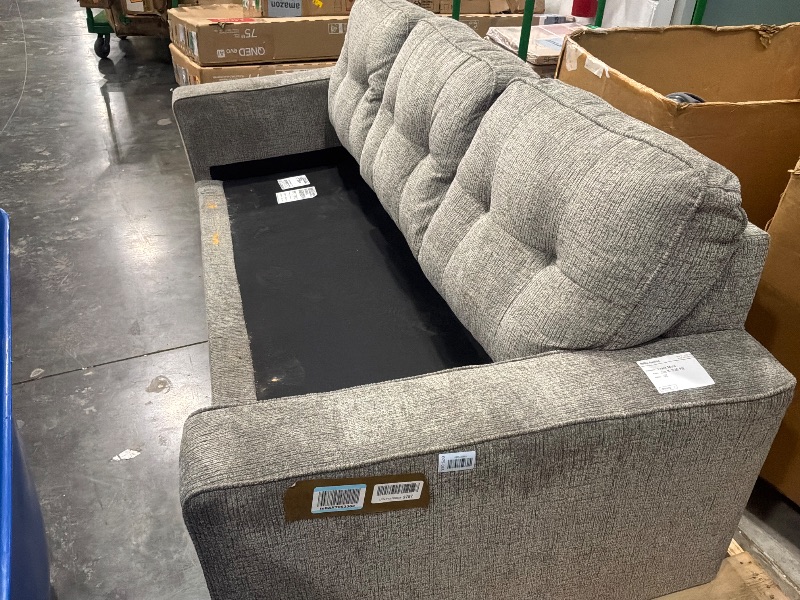 Photo 1 of [missing cushions see live photos] Signature Design by Ashley Fanciful Classic Sofa with Tufted Cushion and Removable Cushion, Light Gray