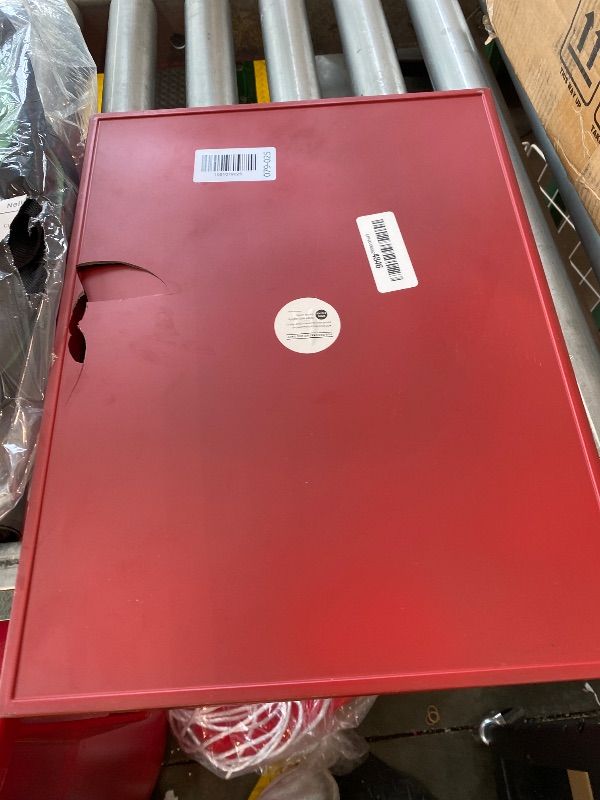 Photo 1 of [MAJOR DAMAGE] SforGUVA Red Serving Tray for Coffee Table, Rectangular Plastic Decorative Tray with Handles for Entertaining, Outdoor Patio, Living Room, Ottoman, Bathroom Counter, 11.8”*15.7”*1.6”