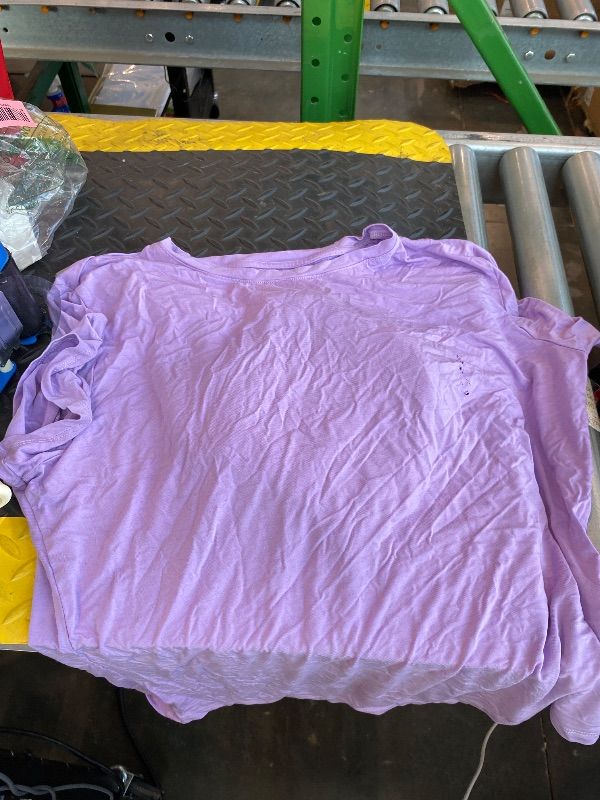 View 4 of [ SHIRT HAS HOLES IN IT] Dwnval Womens Classic Short Sleeve Summer TOS Crew Neck Slim Fit Crop T Shirt(Purple, 2XL)