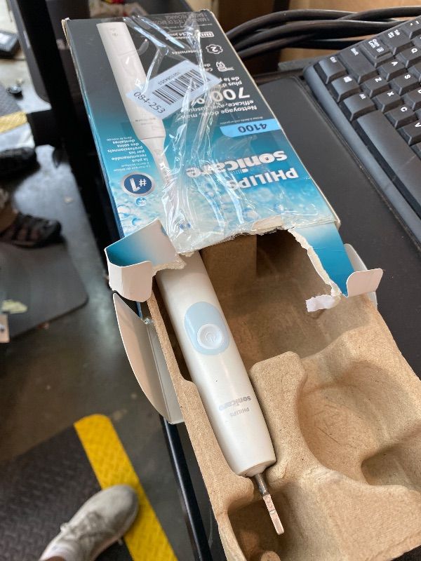 Photo 1 of [MISSING PARTS] Philips Sonicare 4100 Series Electric Toothbrush - Sonic Toothbrush with Advanced Sonic Technology, Pressure Sensor, Two Intensity Settings, Smartimer & Quadpacer, White, Model HX3681/23