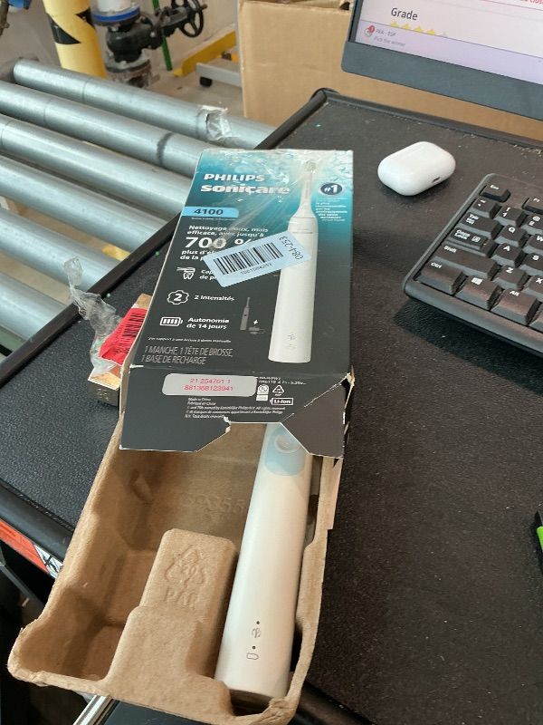 Photo 1 of [MISSING PARTS] Philips Sonicare 4100 Series Electric Toothbrush - Sonic Toothbrush with Advanced Sonic Technology, Pressure Sensor, Two Intensity Settings, Smartimer & Quadpacer, White, Model HX3681/23