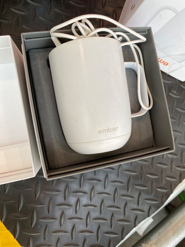 Photo 1 of [ SEVERELY STAINED] Ember Temperature Control Smart Mug 2, 14 Oz, App-Controlled Heated Coffee Mug with 80 Min Battery Life and Improved Design, White