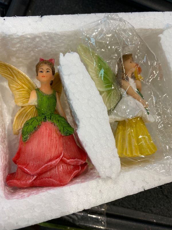 Photo 1 of [ONE IS MISSING ARM] Mood Lab Fairy Garden Figurines - Flower Fairies Set (2 pcs) - Narcissus & Rose - Miniature Decorative Statues & Accessories - Outdoor & Indoor Garden Decor