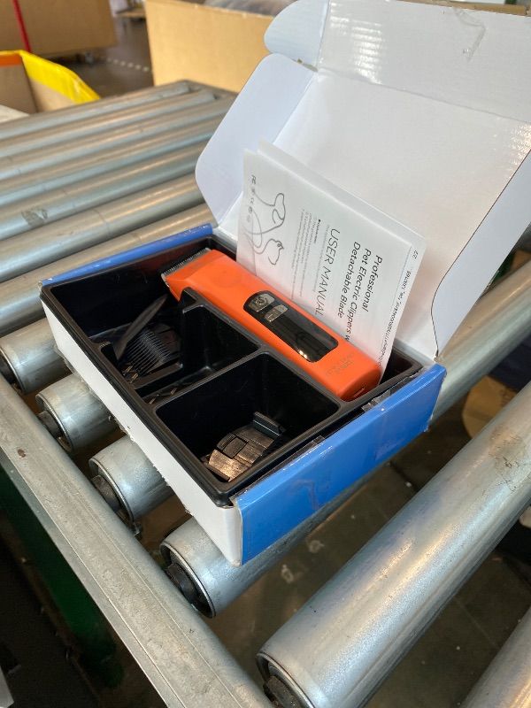Photo 1 of [USED] [UNTESTED] Professional Dog Grooming Clippers with 17H Runtime & Replaceable 440C Blade, 5-Speed Low Noise Electric Dog Shaver for Thick, Matted, Curly Hair, Cordless Clipper for Groomer & Home Use, Orange