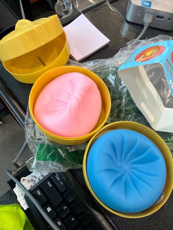 Photo 1 of *NON-FUNCTIONAL*
2Pack Dumpling Squishies Set with Steamer, New Bubble-Blowing Squishies, Stretchy Fidget Sensory Squeeze Toy for Adults & Teens, Cute Desk Gift(Blue+Pink)