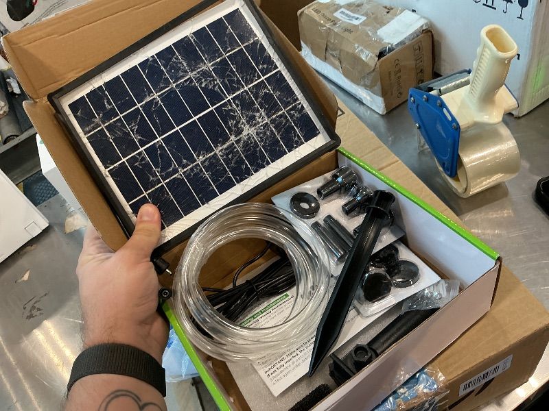 Photo 1 of [Solar Panel is Broken, for Spare Parts] POPOSOAP 6.5W Solar Fountain Pump for Bird Bath Built-in 3000mAh Battery Backup, DIY Solar Water Fountain with Double-Layer Nozzles & Dry-Run Protection 5Ft Tubing for Ponds, Bird Bath, Water Features