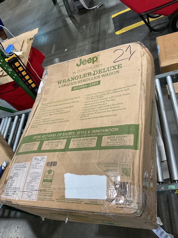 View 2 of ***UPDATED 6/20***
*** This is a 2 seater not a 4 model ***Jeep Wrangler Deluxe 4 Seater Stroller Wagon by Delta Children - Premium Quad Stroller Wagon for 4 Kids with Convertible Seats, Adjustable Push/Pull Handles, Removable Canopy & Flat Fold, Grey