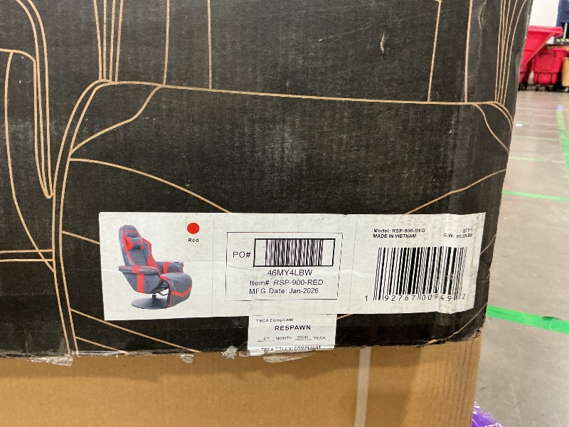 Photo 1 of ****CHECKED 7/19/25 - SOLD AS IS/ NO RETURNS - SALE FINAL - FOR PARTS ONLY****Respawn 900 Console Gaming Recliner with Footrest and Lumbar Support - Comfortable Ergonomic Gaming Chair with Headrest, No Wheels, Reclining, Heavy Duty, Racing Style Video Gam