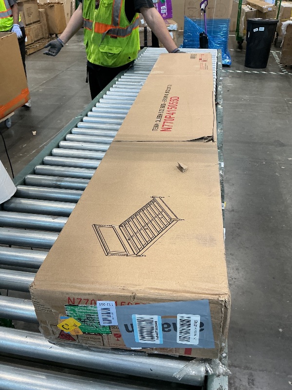 Photo 1 of ***UPDATED 7/5 AS IS/ NO RETURNS - SALE FINAL - FOR PARTS ONLY***Merax Queen Size Solid Wood Platform Bed Frame, Upholstered Headboard & Classic Spindle & with Fabric Panel, No Box Spring Needed, 500 lbs Capacity Timeless Traditional for Bedroom, Brown