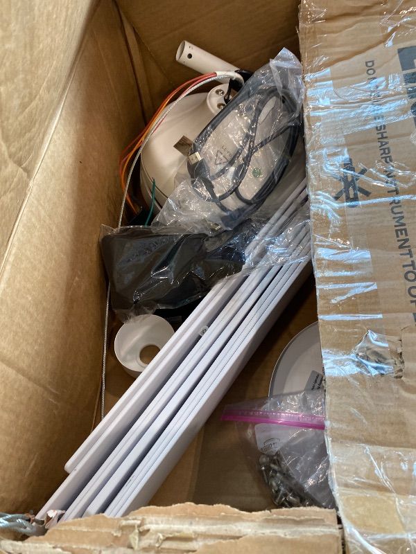 Photo 1 of [MAJOR DAMAGE & MISSING PARTS] 65 Inch Ceiling Fan No Light, Modern Ceiling Fan with Remote Control, Quite DC Motor 8 Reversible Blades Indoor Outdoor Industrial Ceiling Fan without Light For Living Room Bedroom Patio Garage-White