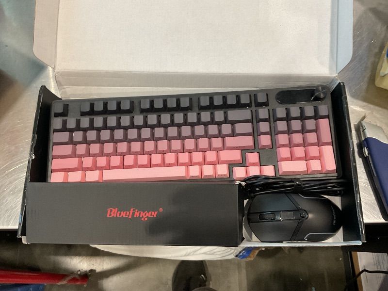 Photo 1 of [See Clerk Notes] BlueFinger Wireless Gaming Keyboard and Mouse Combo, RGB Backlit, Tri-Mode Bluetooth/2.4G/USB-C Wired, 98 Keys Quiet Keyboard with Number Pad, Volume Knob & Screen, 4800 DPI Mouse for PC/Mac/Laptop
