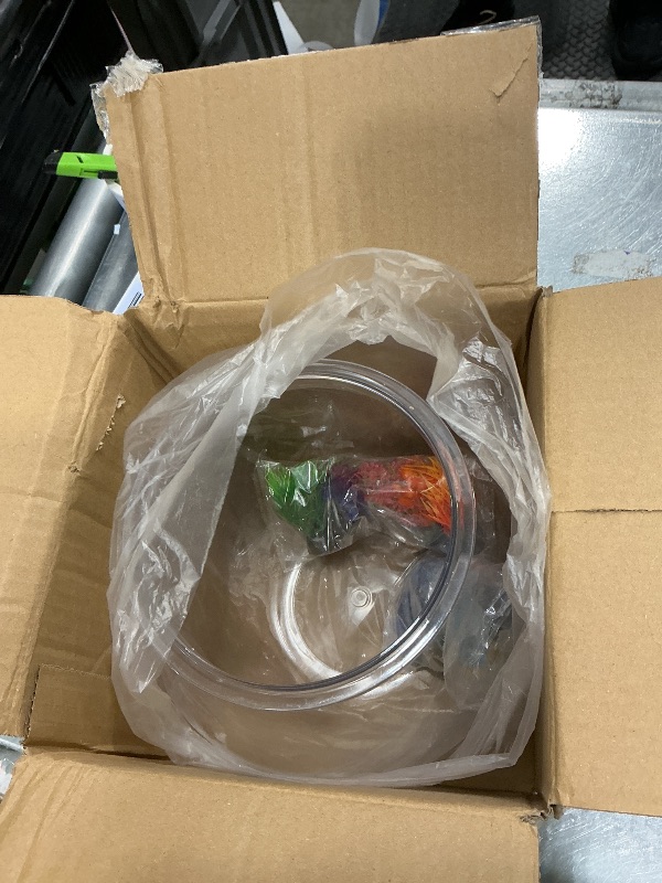 Photo 1 of 1 Gallon Round Plastic Fish Bowl Set, Crystal Clear Plastic Aquarium for Fish with 5 Decorative Plants and 8.8oz Colorful Stones, Small Fish Tank for Home Decoration
