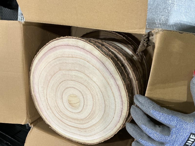 View 2 of 10 Pack Wood Centerpieces for Tables Natural Round Wood Slices for Rustic Wedding Decor and Table Decorations Unfinished Wooden Rounds (9–10 inch)