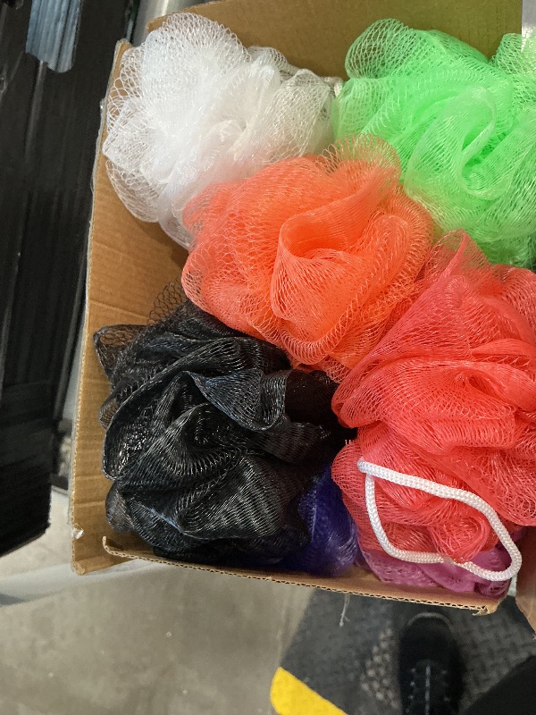 Photo 1 of 10 Pcs Bath Loofah Shower,Small Mesh Sponge Pouf Colorful Exfoliating Scrubber for Kids Women Men Body Wash,Random Color