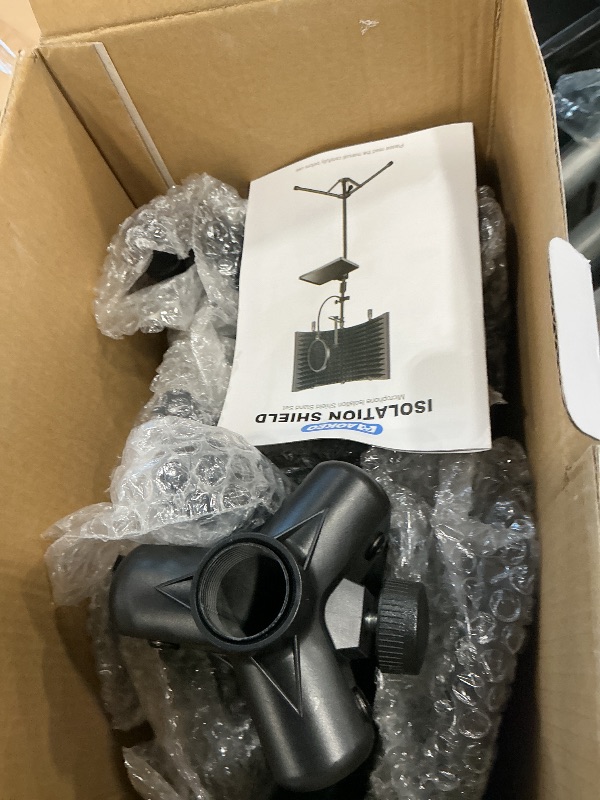 Photo 1 of [MISSING PARTS!!] Professional Studio Recording Microphone Isolation Shield, Pop Filter,High density absorbent foam is used to filter vocal. Suitable for Blue Yeti and other condenser microphones (AO-504 With Stand)