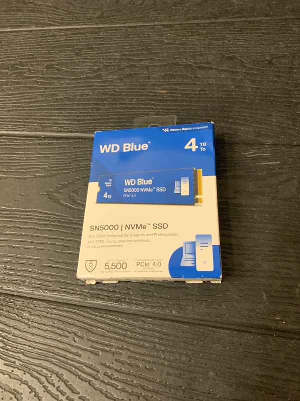Photo 1 of Western Digital 4TB WD Blue SN5000 NVMe Internal Solid State Drive SSD - PCIe Gen 4.0, M.2 2280, Up to 5,500 MB/s - WDS400T4B0E [New Generation]