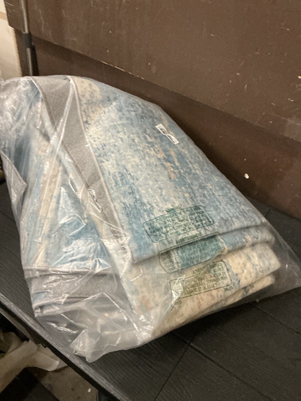 Photo 1 of 6x9 Area Rugs for Living Room: Washable Modern Abstract Rug Neutral Non-Slip Soft Low-Pile Indoor Carpet for Bedroom Nursery Dining Room Home Office (Blue Grey, 6'x9')