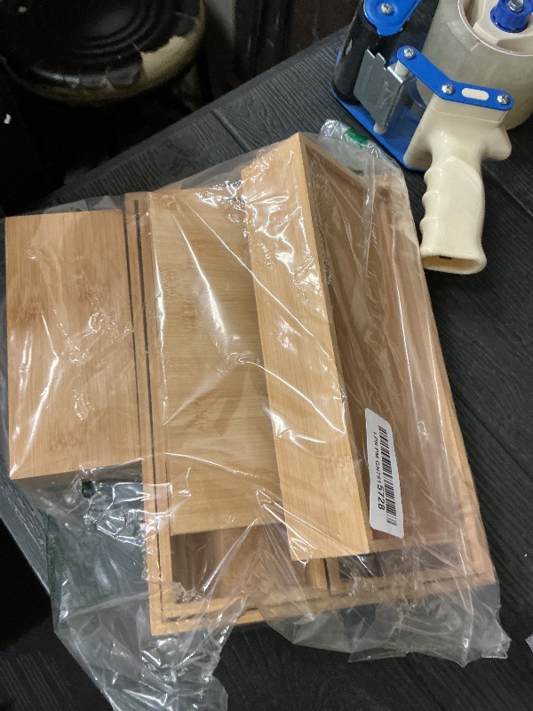 Photo 1 of Grow Forward Bamboo Drawer Organizer Boxes - Set of 7 Wooden Drawer Organizers for Kitchen, Bathroom, Office, Desk, Vanity, Makeup - Non-Slip Junk Drawer Organizer Trays for Storage and Organization