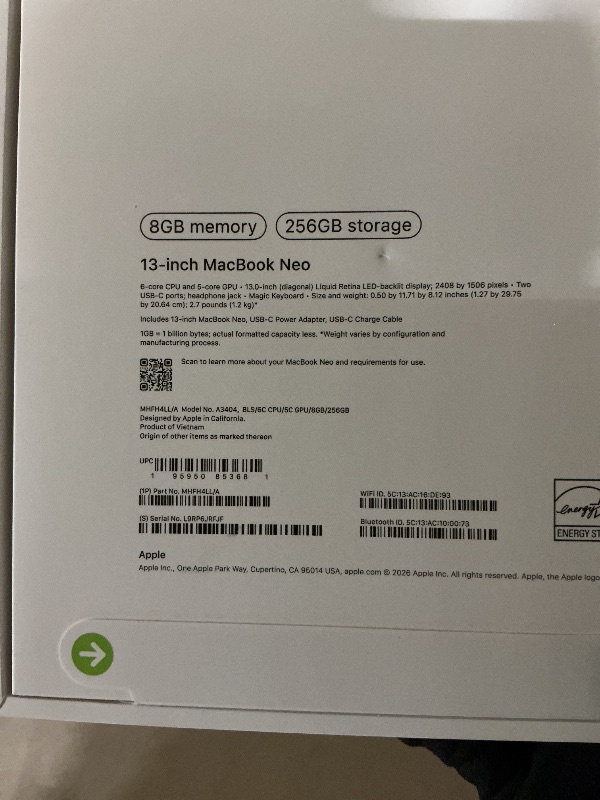 Photo 1 of Apple 2026 MacBook Neo 13-inch Laptop with A18 Pro chip: Built for AI and Apple Intelligence, Liquid Retina Display, 8GB Unified Memory, 256GB SSD Storage, 1080p FaceTime HD Camera; Blush