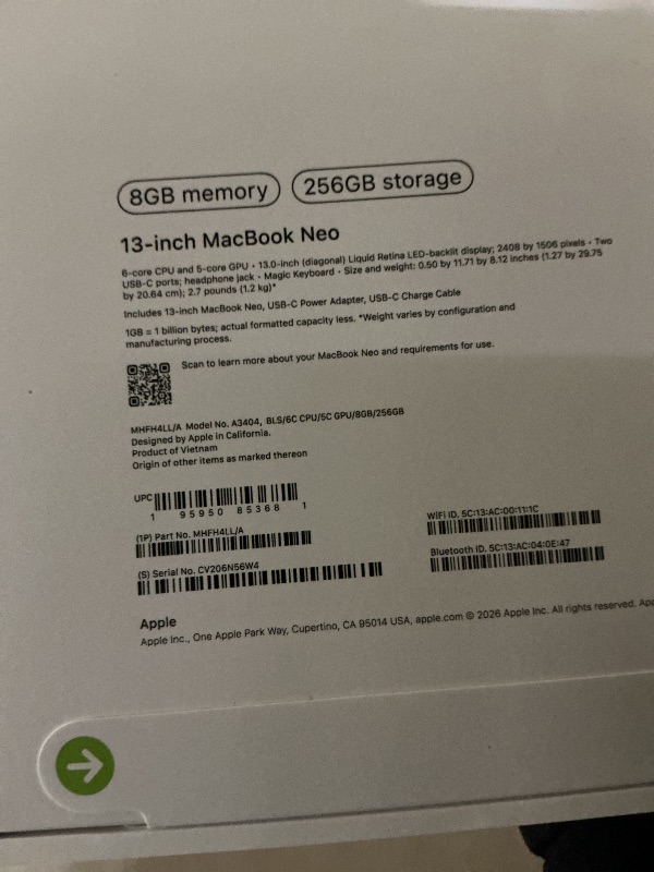 Photo 1 of Apple 2026 MacBook Neo 13-inch Laptop with A18 Pro chip: Built for AI and Apple Intelligence, Liquid Retina Display, 8GB Unified Memory, 256GB SSD Storage, 1080p FaceTime HD Camera; Blush