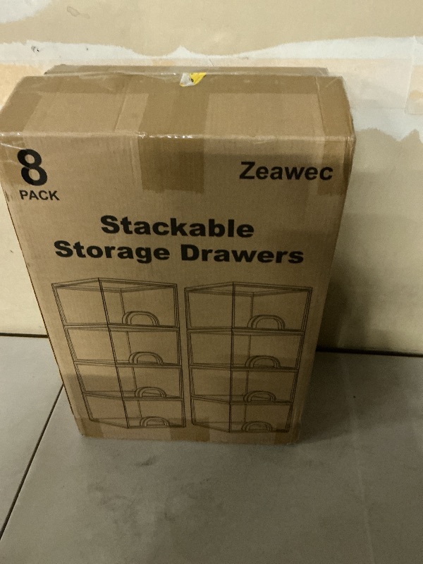 Photo 1 of Zeawec 8 Pack Small Clear Stackable Acrylic Storage Boxes for Art Tool & Sketch, Storage Drawers, Storage Organizer, Clear Plastic Makeup Organizer, Ideal for Vanity, Cabinet, Desk Organization