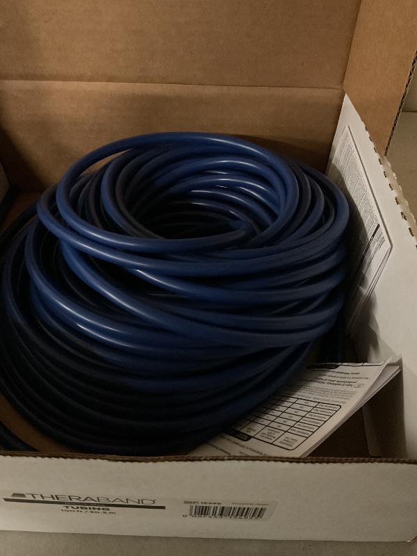 Photo 1 of THERABAND Resistance Tubing, Blue, Extra Heavy, Level 4, 100 ft Roll, Latex-Free, Professional-Grade Exercise Tube for Body & Core Workouts, Cut-to-Length, Color-Coded, Lightweight & Versatile