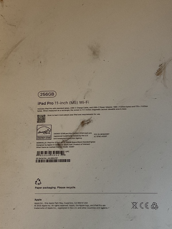 Photo 1 of Apple iPad Pro 11-inch (M5): Ultra Retina XDR Display, 256GB, Landscape 12MP Front Camera/12MP Back Camera, LiDAR Scanner, Wi-Fi 7 with Apple N1, Face ID, All-Day Battery Life — Space Black FACTORY SEALED