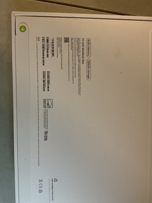 Photo 1 of Apple 2026 MacBook Neo 13-inch Laptop with A18 Pro chip: Built for AI and Apple Intelligence, Liquid Retina Display, 8GB Unified Memory, 256GB SSD Storage, 1080p FaceTime HD Camera; Citrus