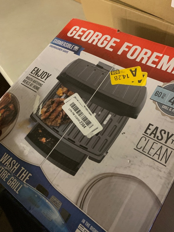 Photo 1 of George Foreman® Fully Submersible™ Grill, NEW Dishwasher Safe, Wash the Entire Grill, Easy-to-Clean Nonstick, Black/Grey