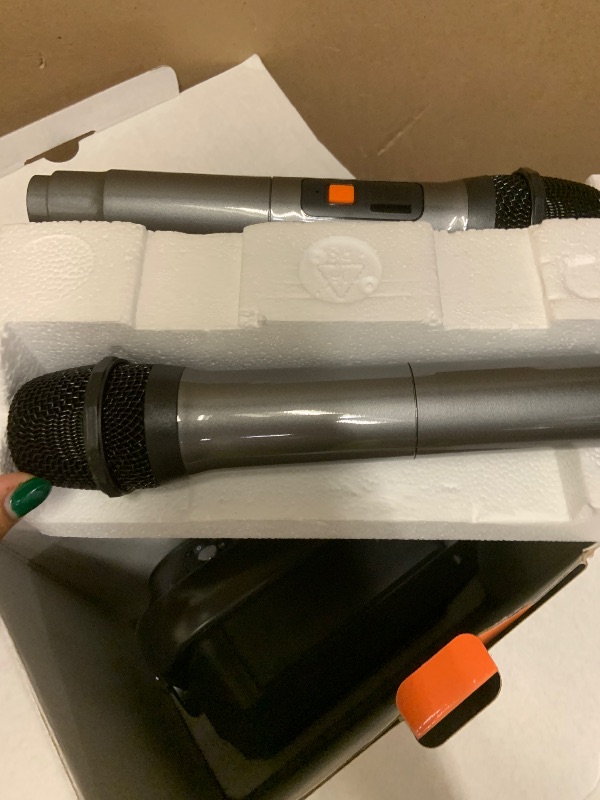 Photo 1 of Karaoke Machine, Portable Bluetooth Speaker with 2 Wireless Microphones for Adults & Kids with Lights, Karaoke Microphone with PA System Supports USB/TF/REC/FM/AUX for Home Party Home System Packages
