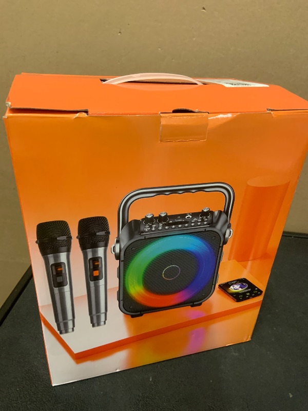 Photo 1 of Karaoke Machine, Portable Bluetooth Speaker with 2 Wireless Microphones for Adults & Kids with Lights, Karaoke Microphone with PA System Supports USB/TF/REC/FM/AUX for Home Party Home System Packages