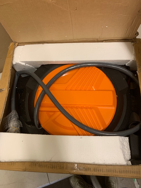 Photo 1 of Retractable Garden Hose Reel 5/8” x 100ft, Auto Rewind Hose Reels for Outside, Heavy-Duty Wall-Mounted Outdoor Hose, 10-Mode Nozzle, Adjustable Length, 180° Rotation for Watering, Car Washing