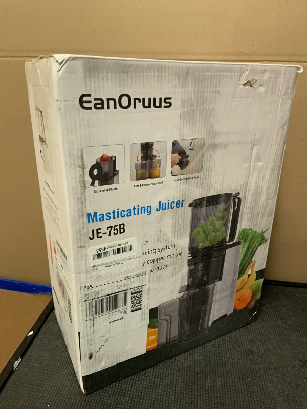 Photo 1 of EanOruus Cold Press Juicer, 5.8" Wide Feed Chute Juice Extractor Machine with 400W, High Juice Yield, Slow Masticating Juicer for Whole Vegetables & Fruits, Silver