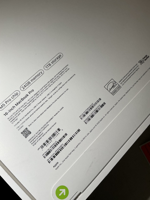 Photo 1 of Apple 2026 MacBook Pro Laptop with Apple M5 Pro chip with 18-core CPU and 20-core GPU: Built for AI, 16.2-inch Liquid Retina XDR Display, 24GB Unified Memory, 1TB SSD, Wi-Fi 7; Silver