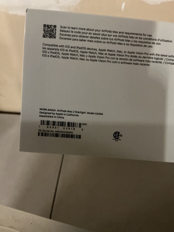 Photo 1 of Apple AirPods Max 2 Wireless Over-Ear Headphones, Active Noise Cancellation, Adaptive Audio, Personalized Spatial Audio, Live Translation, Bluetooth Headphones for iPhone – Starlight