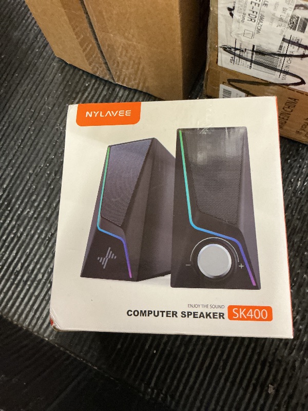 Photo 1 of Nylavee Computer Speakers, PC Speakers with 6 Lighting Modes, USB Powered Computer Speakers for Desktop PC with 2 Bass-Boost Ports, 2 Speaker Units, and 3.5mm Aux-in for PC, Laptop, Monitor, Gaming