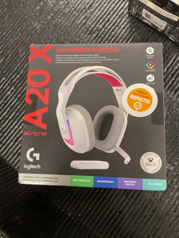 Photo 1 of Logitech G Astro A20 X Lightspeed Wireless Gaming Headset for PS5, Xbox, Nintendo Switch/Switch 2, PC with 2-System PLAYSYNC Audio, Bluetooth, LIGHTSYNC RGB, and 48 kHz Boom Mic - White
