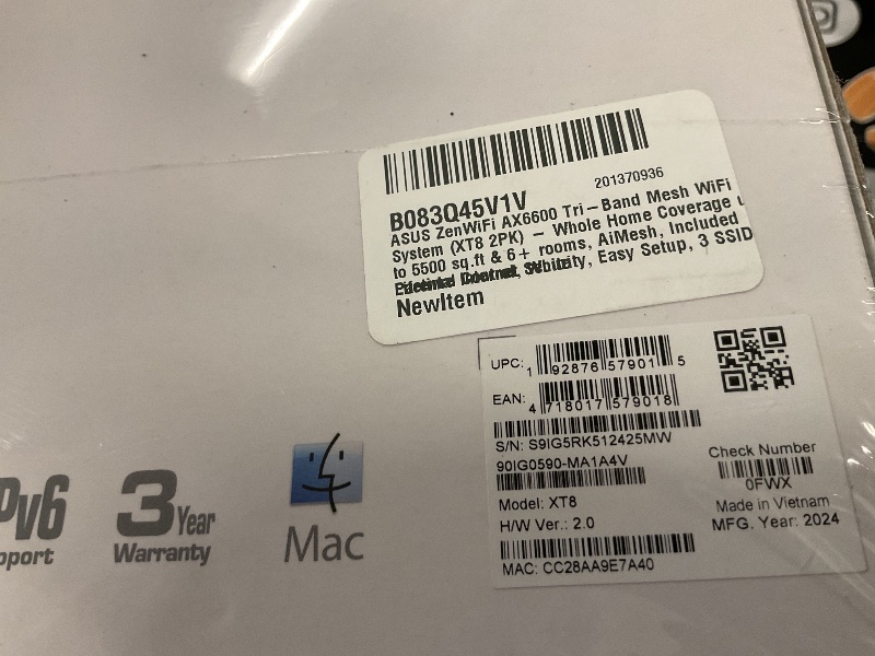 Photo 1 of ASUS ZenWiFi AX6600 Tri-Band Mesh WiFi 6 System (XT8 2PK) - Whole Home Coverage up to 5500 sq.ft & 6+ Rooms, AiMesh, Included Lifetime Internet Security, Easy Setup, 3 SSID, Parental Control, White