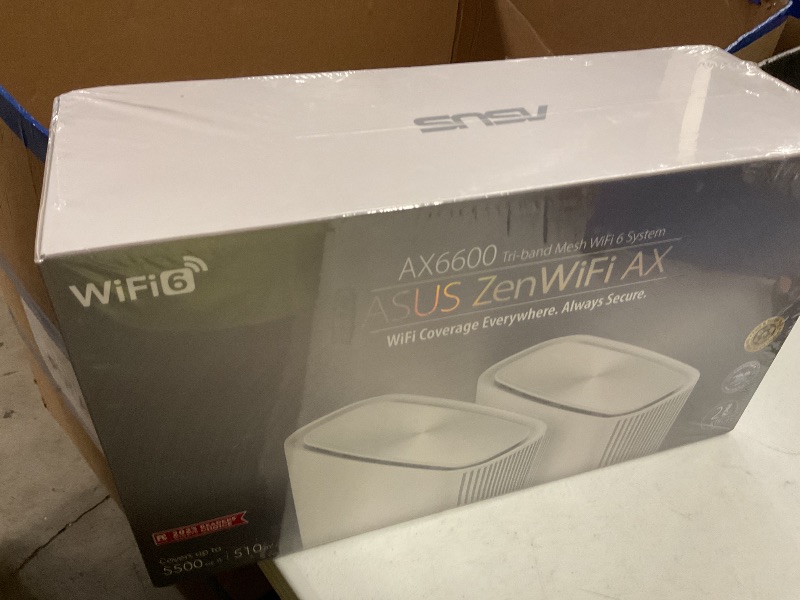Photo 1 of ASUS ZenWiFi AX6600 Tri-Band Mesh WiFi 6 System (XT8 2PK) - Whole Home Coverage up to 5500 sq.ft & 6+ Rooms, AiMesh, Included Lifetime Internet Security, Easy Setup, 3 SSID, Parental Control, White
