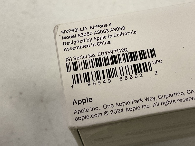 Photo 1 of Apple AirPods 4 Wireless Earbuds, Bluetooth Headphones, Personalized Spatial Audio, Sweat and Water Resistant, USB-C Charging Case, H2 Chip, Up to 30 Hours of Battery Life, Effortless Setup for iPhone