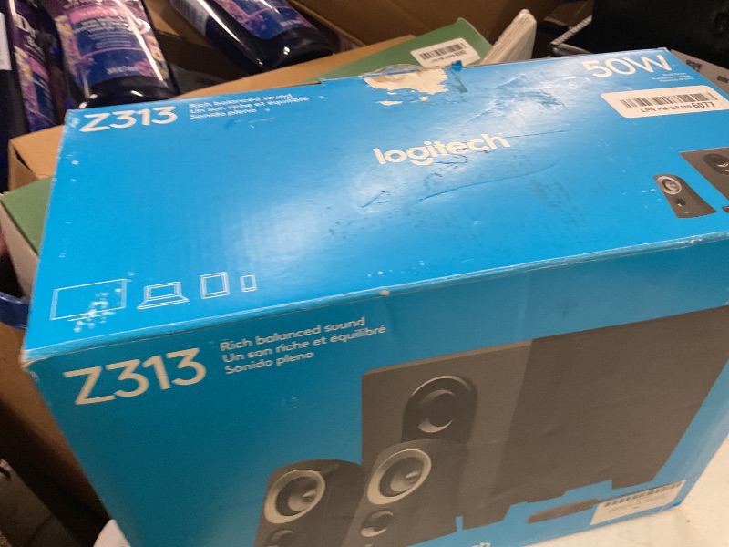 Photo 1 of Logitech Z313 2.1 Multimedia Speaker System with Subwoofer, Full Range Audio, 50 Watts Peak Power, Strong Bass, 3.5mm Audio Inputs, PC/PS4/Xbox/TV/Smartphone/Tablet/Music Player - Black