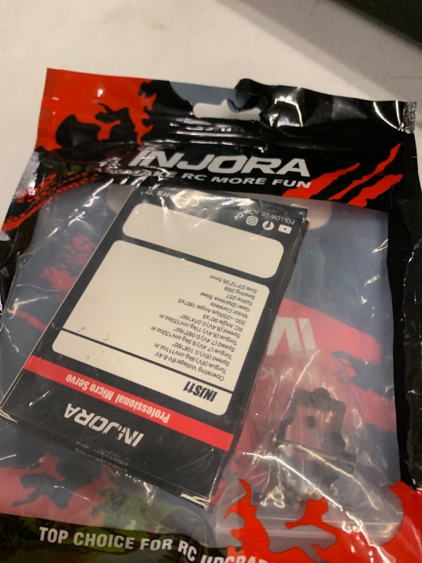 Photo 1 of INJORA Coreless High Torque Micro Servo with Mount and Servo Horn for TRX4M TRX4MT 1/18 RC Crawler Upgrade Parts(Black)